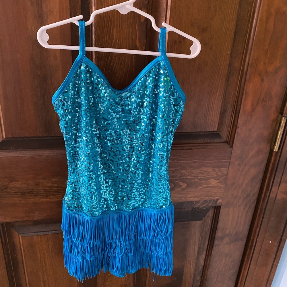 Weissman teal tank dance costume Sz MC (Girls M)